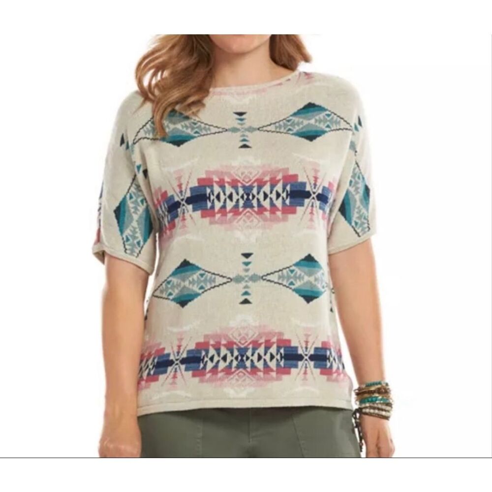 Chaps Southwest Woven Knit Top Women’s Size PXL